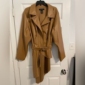 Asymmetric Faux  Leather  Plus Size Coat